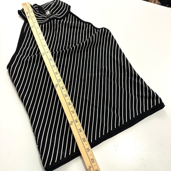 White House Black Market Women’s M Black White Striped High Neck Tank Top Shirt - Picture 10 of 11
